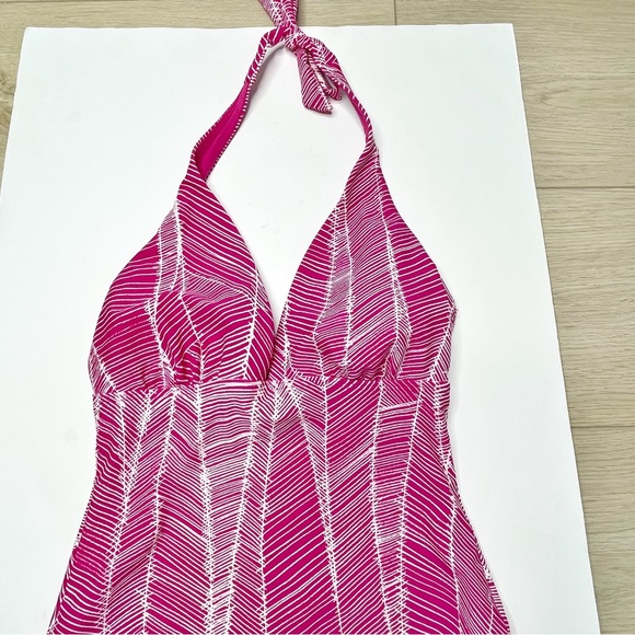 DKNY Pink High Leg V-Neck Padded One Piece Swimsuit Size 6 - Picture 2 of 5